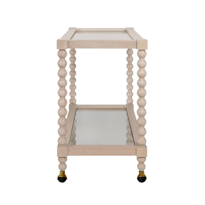 Isadore - Bobbin Style Bar Cart In Light Cerused Oak