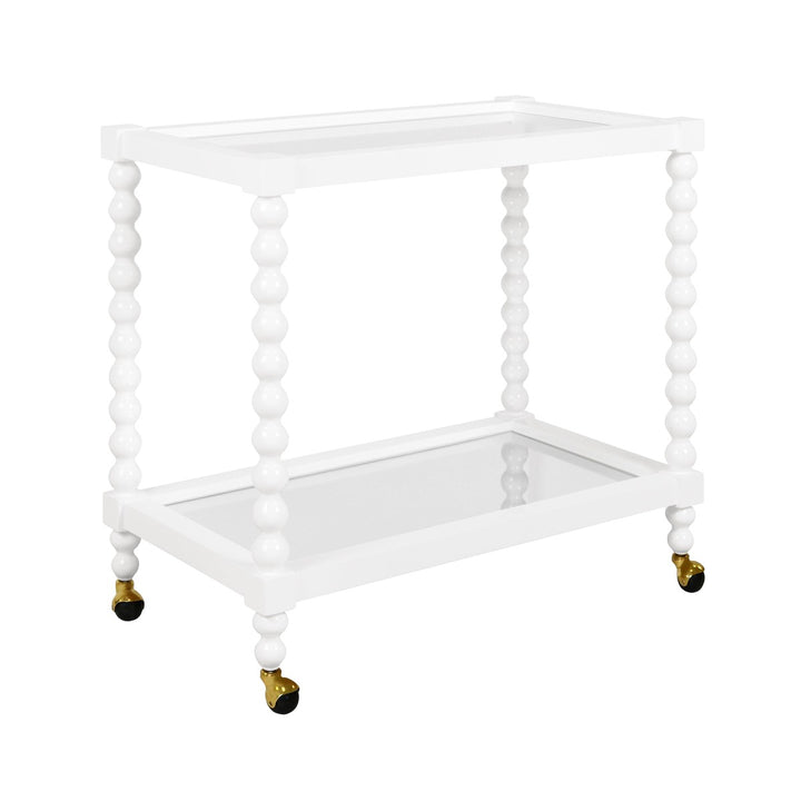 Isadore - Bobbin Style Bar Cart In White Lacquer