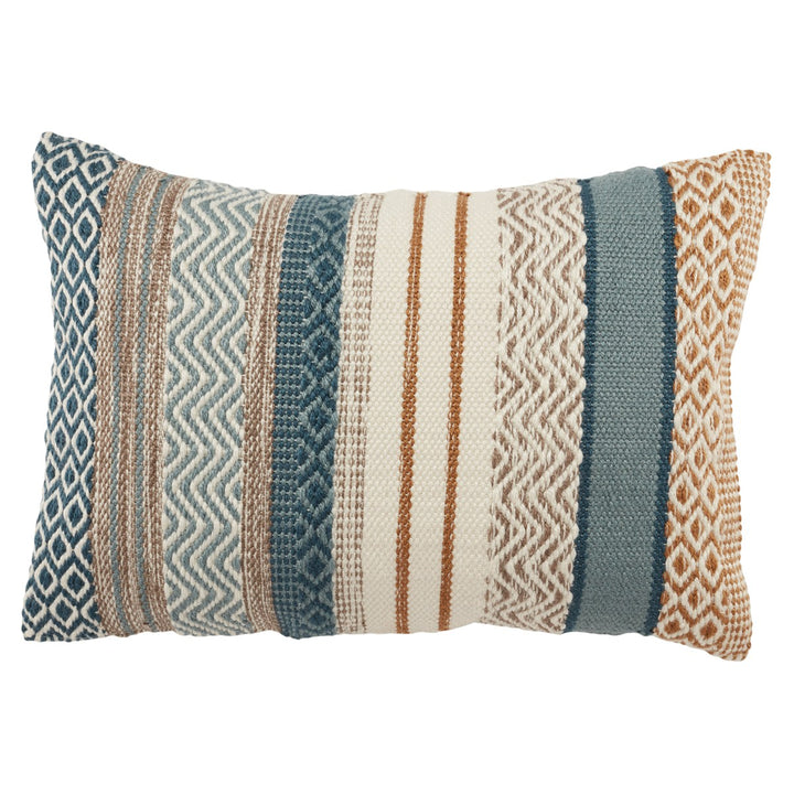 Jaipur Living Fleeta Indoor/ Outdoor Geometric Blue/ Gold Pillow Cover (16"X24" Lumbar)