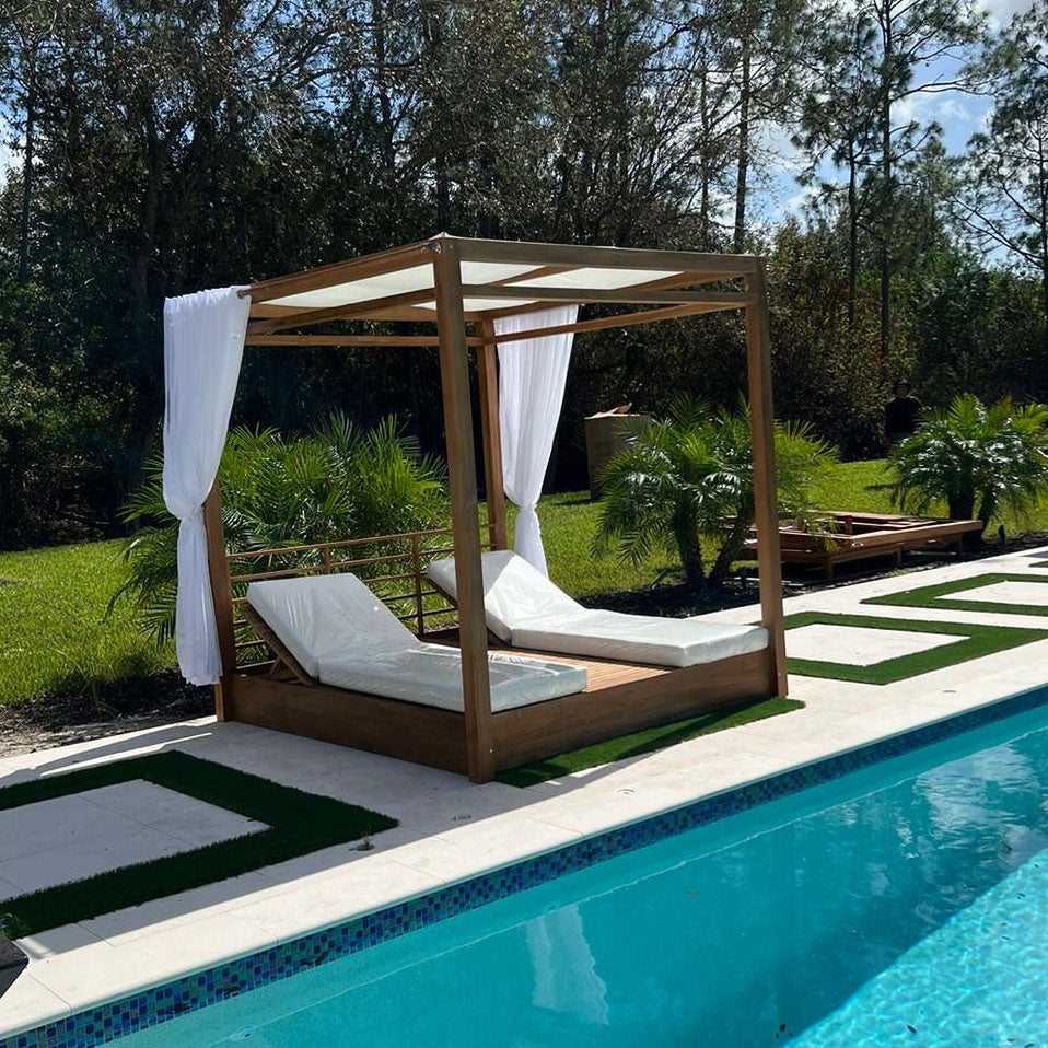 Savannah Twin Outdoor Sun Lounger Set with Canopy – France Son