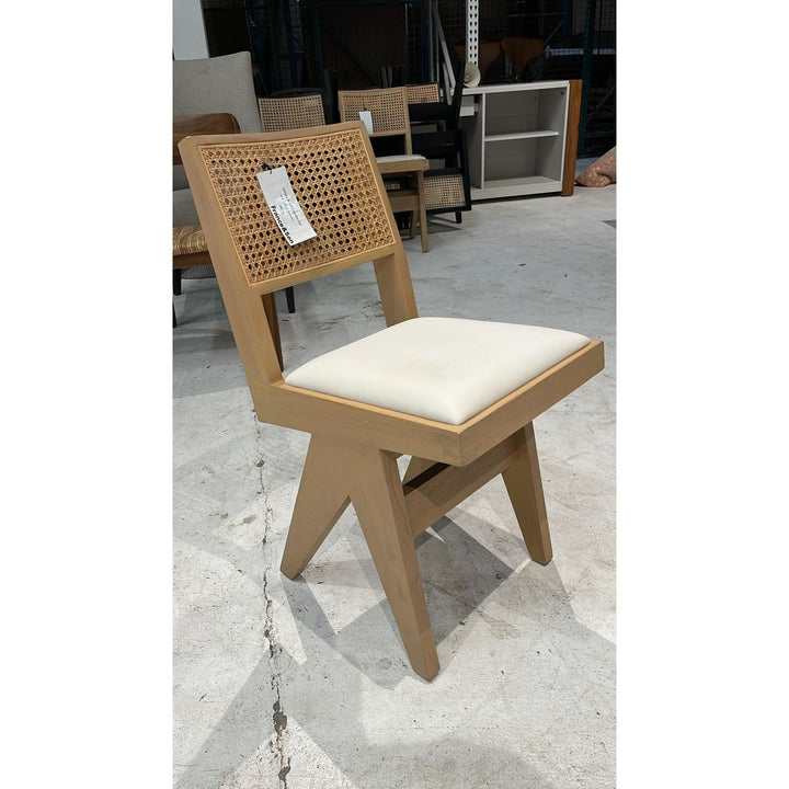 Jeanneret Dining Side Chair with Seat Pad - Ivory Leather - Open Box