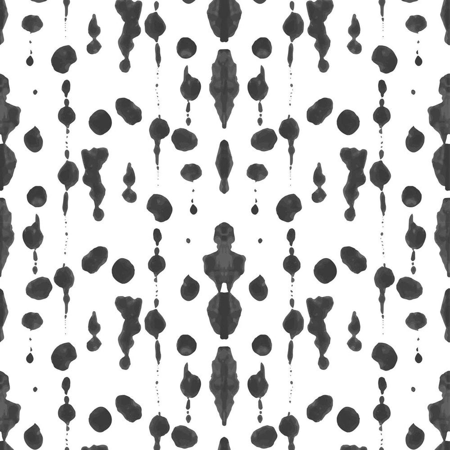 Boho Rain Wallpaper-Mitchell Black-MITCHB-WC-BB-IB-CB-PM-10-Wall DecorPatterns Calligraphy Black-Premium Matte Paper-1-France and Son