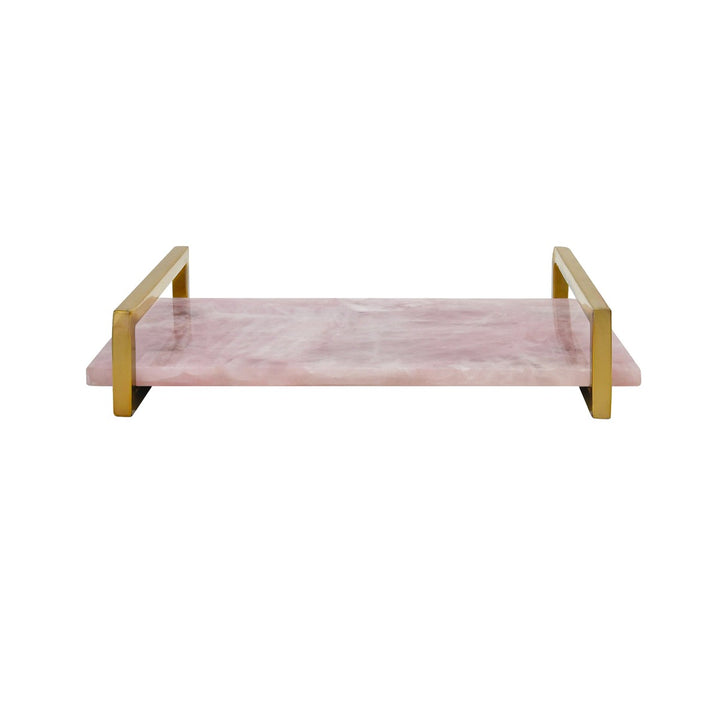 Jarvis - Pink Quartz Tray With Brass Handles