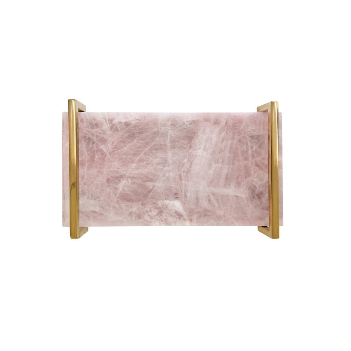 Jarvis - Pink Quartz Tray With Brass Handles