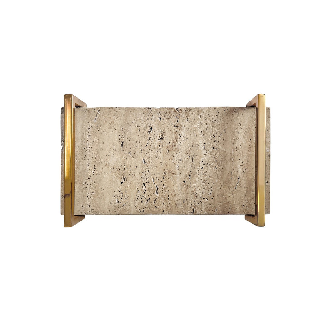 Jarvis - Travertine Marble Tray With Brass Handles