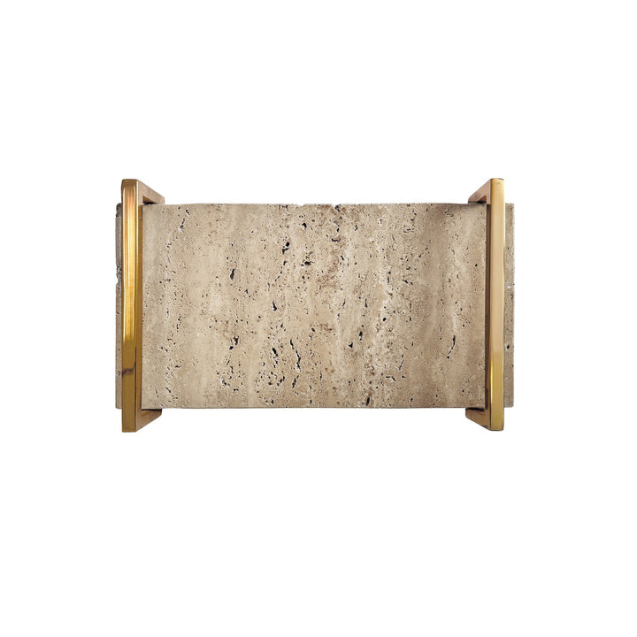 Jarvis - Travertine Marble Tray With Brass Handles