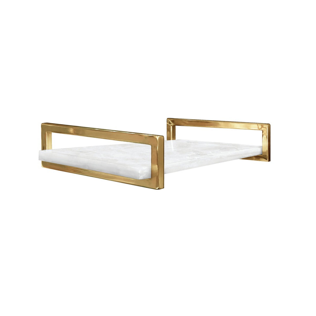 Jarvis - White Quartz Tray With Brass Handles