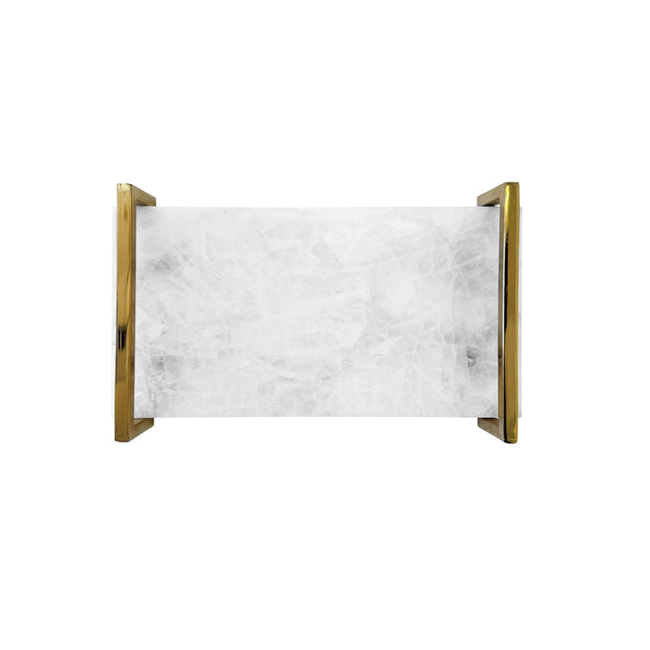 Jarvis - White Quartz Tray With Brass Handles