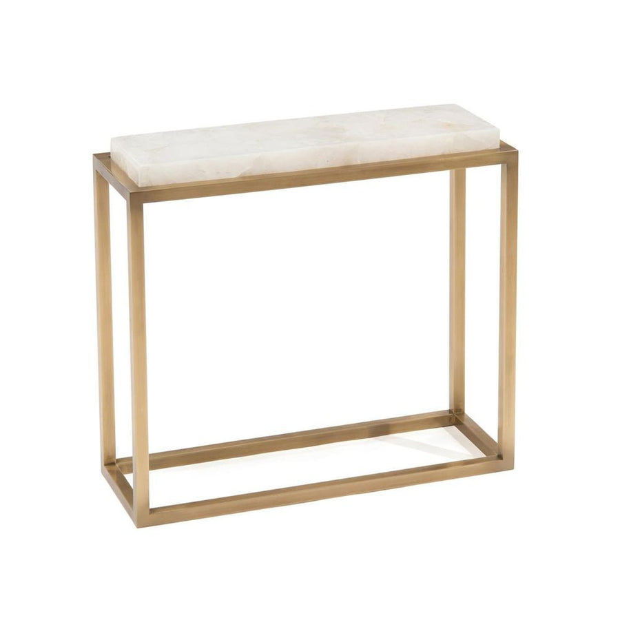 Side Tables Calcite And Antique Brass Accent Table - Brass