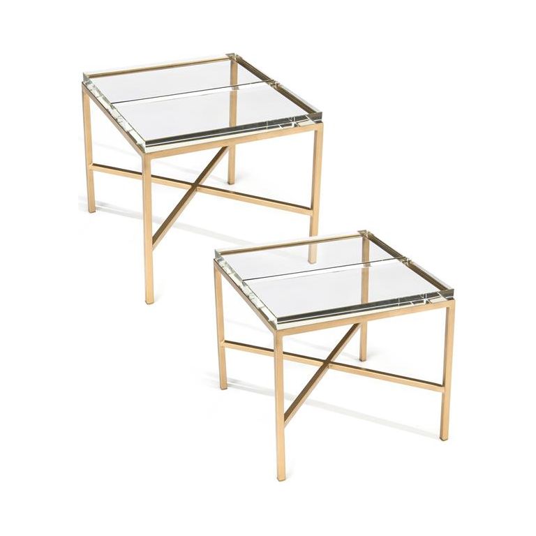 Side Tables Double-Glass Block Bunching Table - Clear