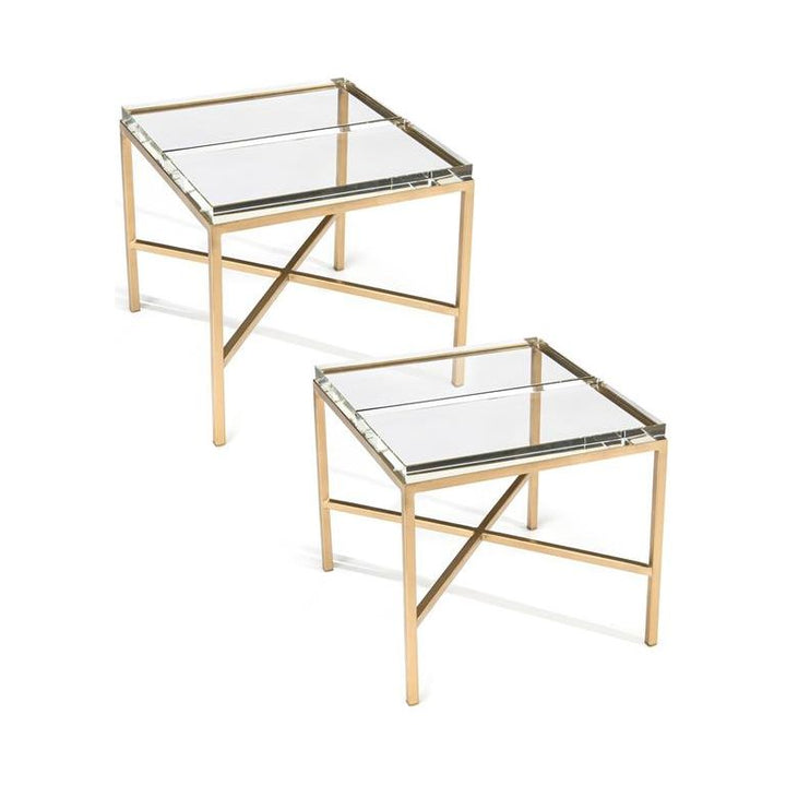 Side Tables Double-Glass Block Bunching Table - Clear