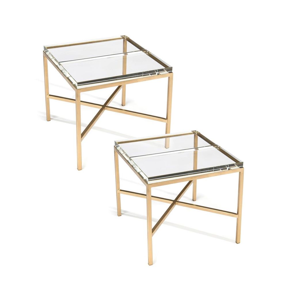 Side Tables Double-Glass Block Bunching Table - Clear