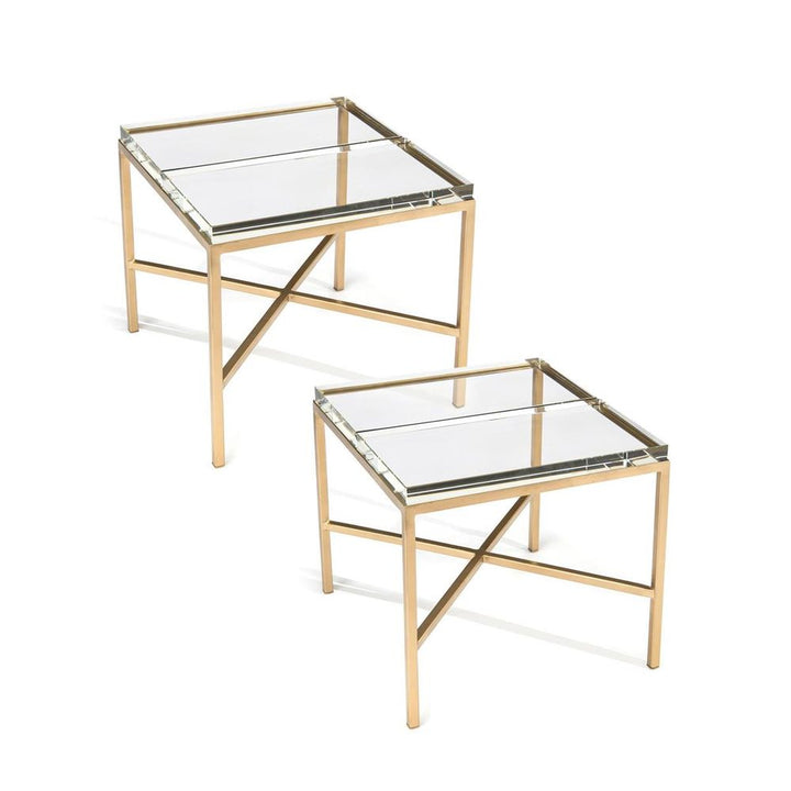 Side Tables Double-Glass Block Bunching Table - Clear