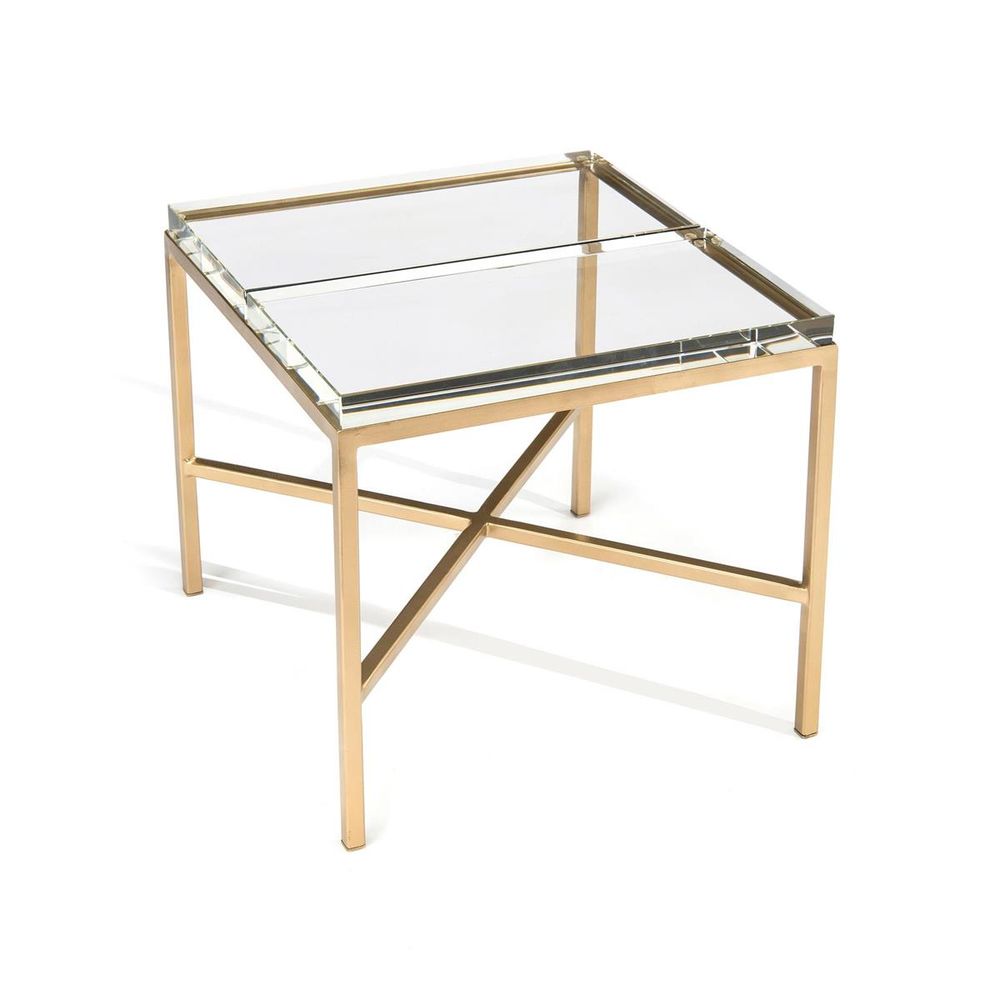 Side Tables Double-Glass Block Bunching Table - Clear
