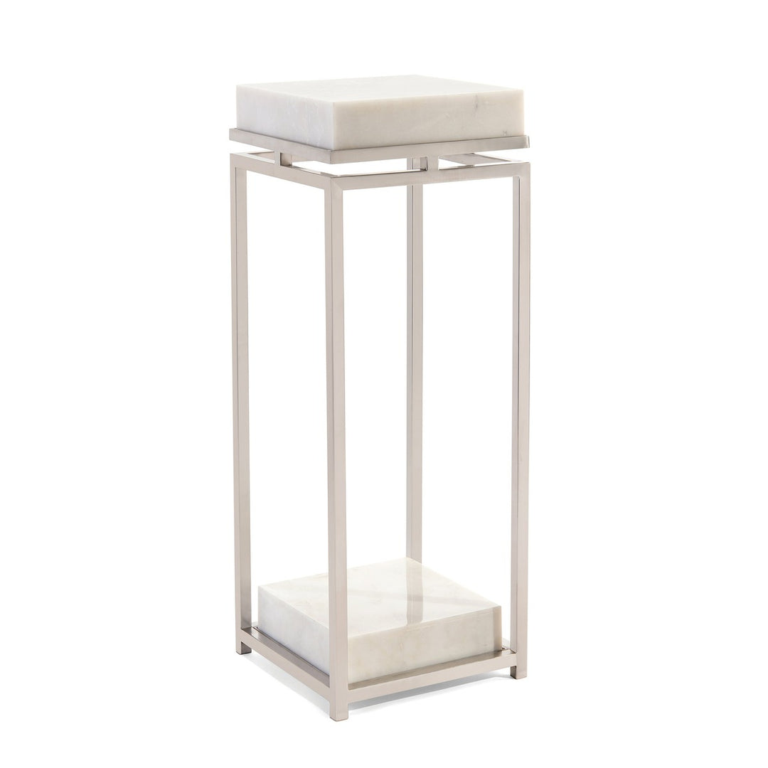 Camden Stainless Steel And Marble Pedestal - White - Steel