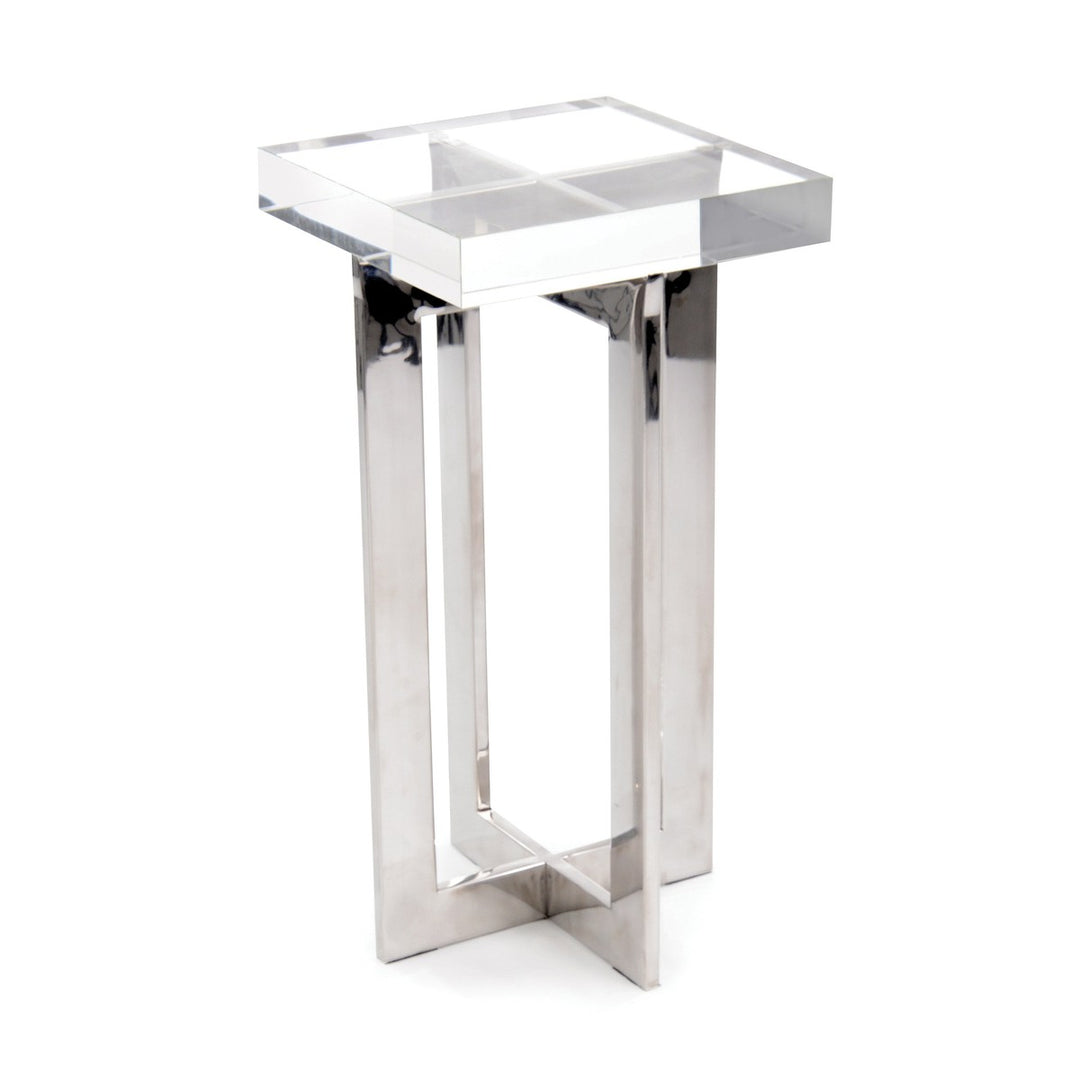 Alden Nickel And Crystal Martini Table - White - Steel