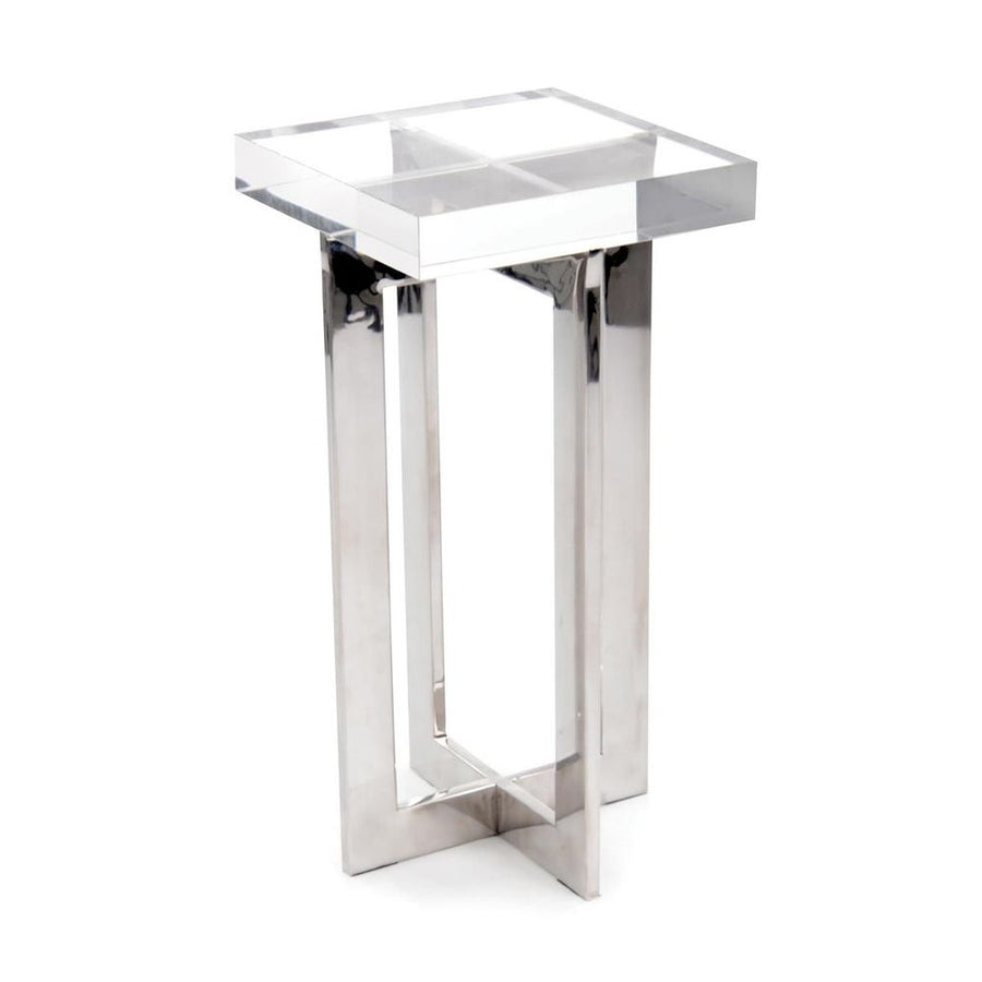 Side Tables Polished Nickel And Crystal Martini Table - White
