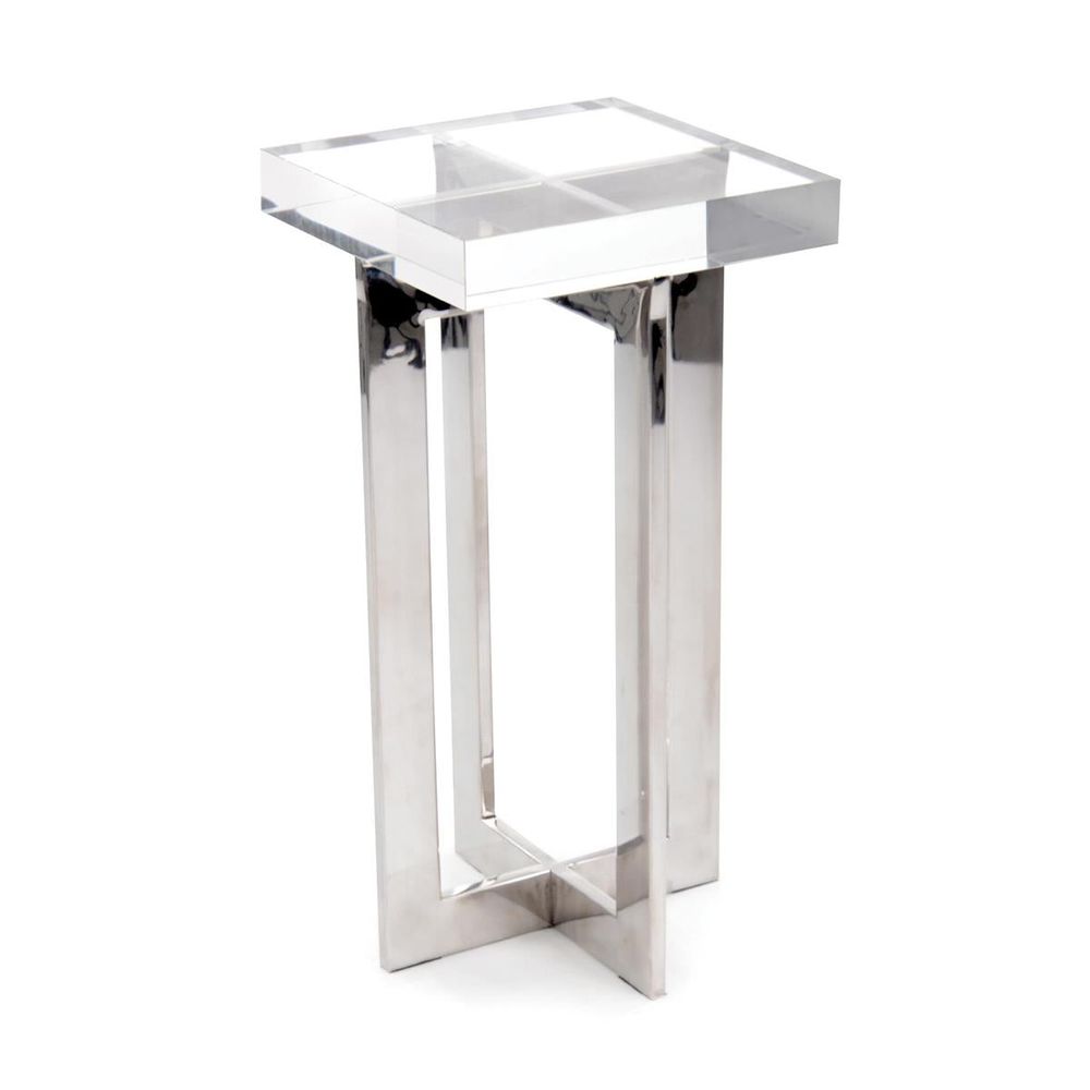 Side Tables Alden Nickel And Crystal Martini Table - White - Steel
