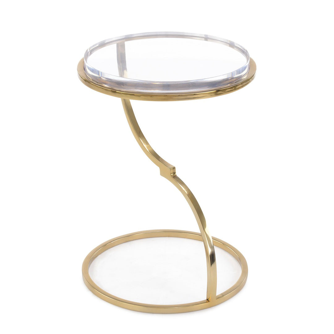 Ellis Brass Accent Table - White - Steel