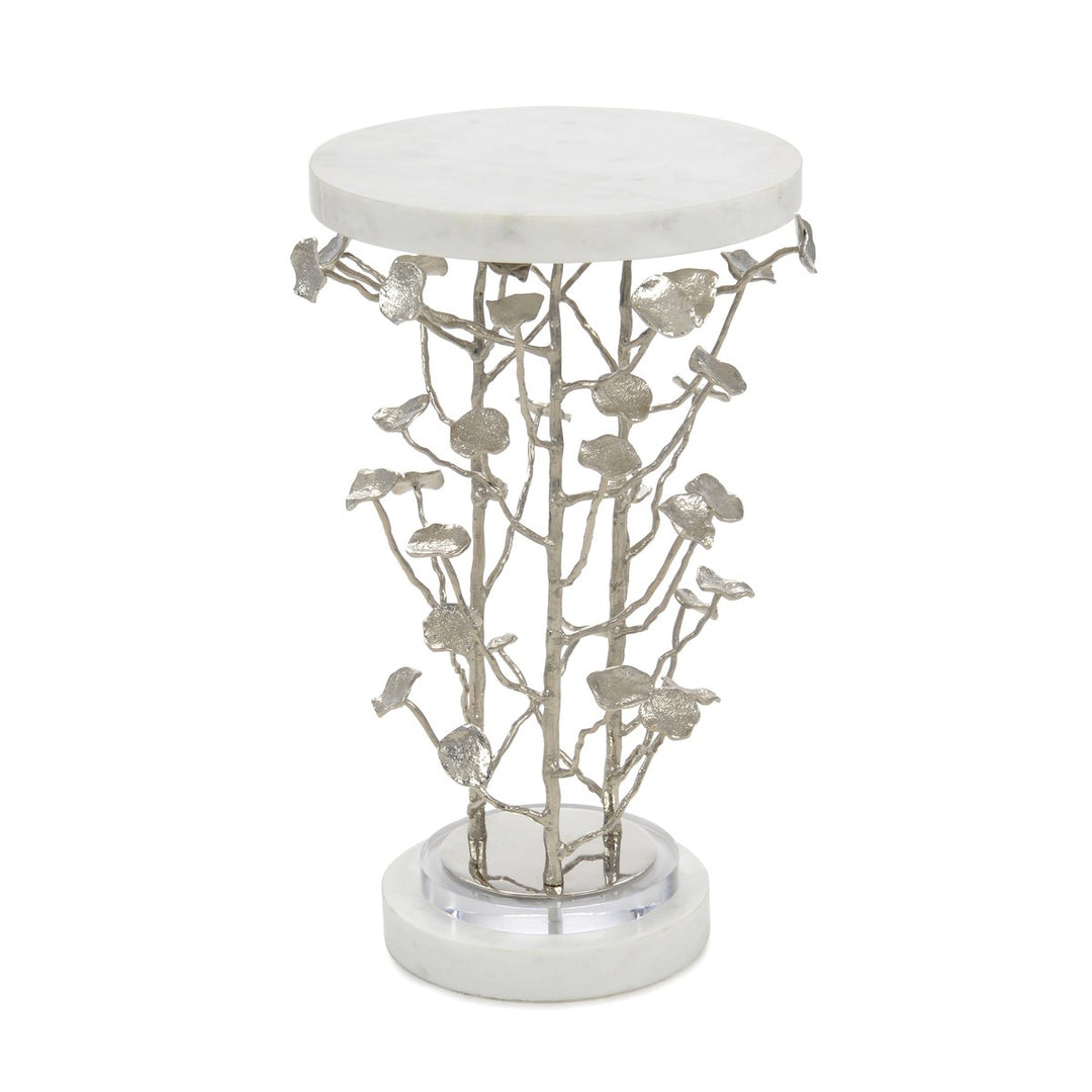 Solis And Brushed Nickel Branch Martini Table - White - Brass