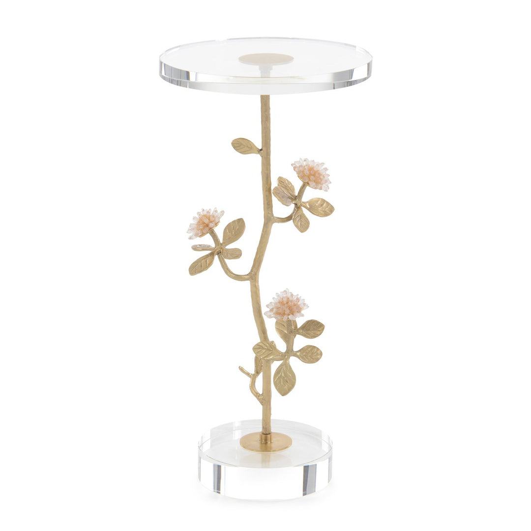 Orion Quartz Crystal Martini Table - White - Brass