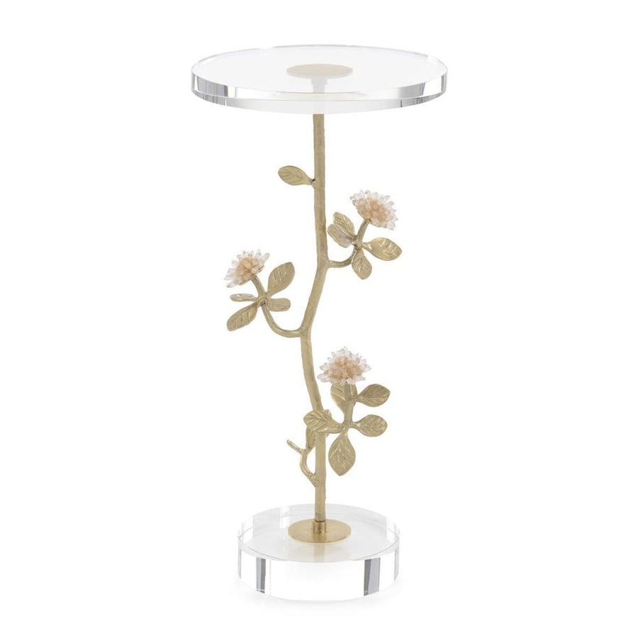 Side Tables Orion Quartz Crystal Martini Table - White - Brass