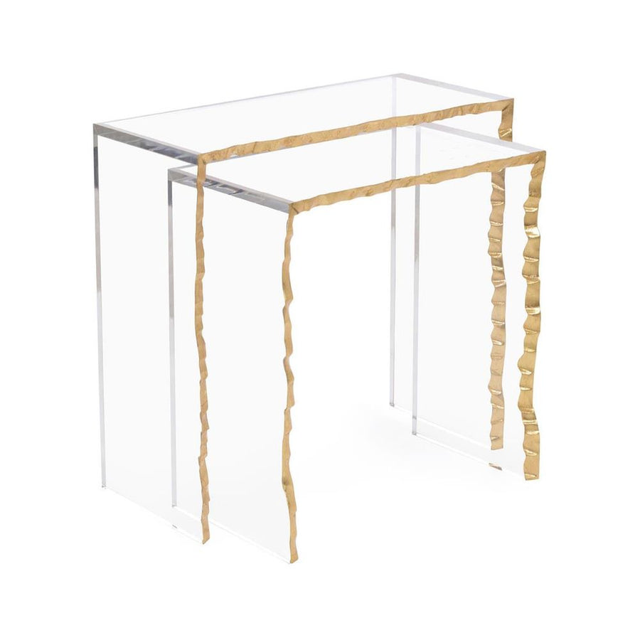 Side Tables Gold-Leaf Edge Nesting Tables (Set of Two) - Clear