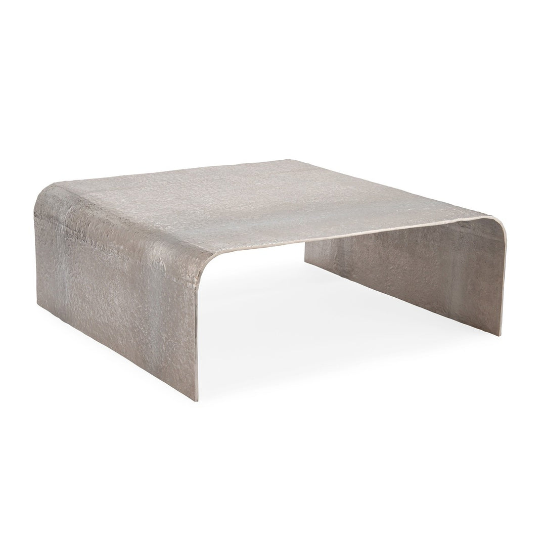 Modern Table In Textured Nickel - Silver