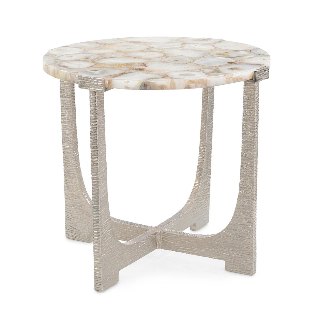 Harmony Round Agate End Table, Nickel