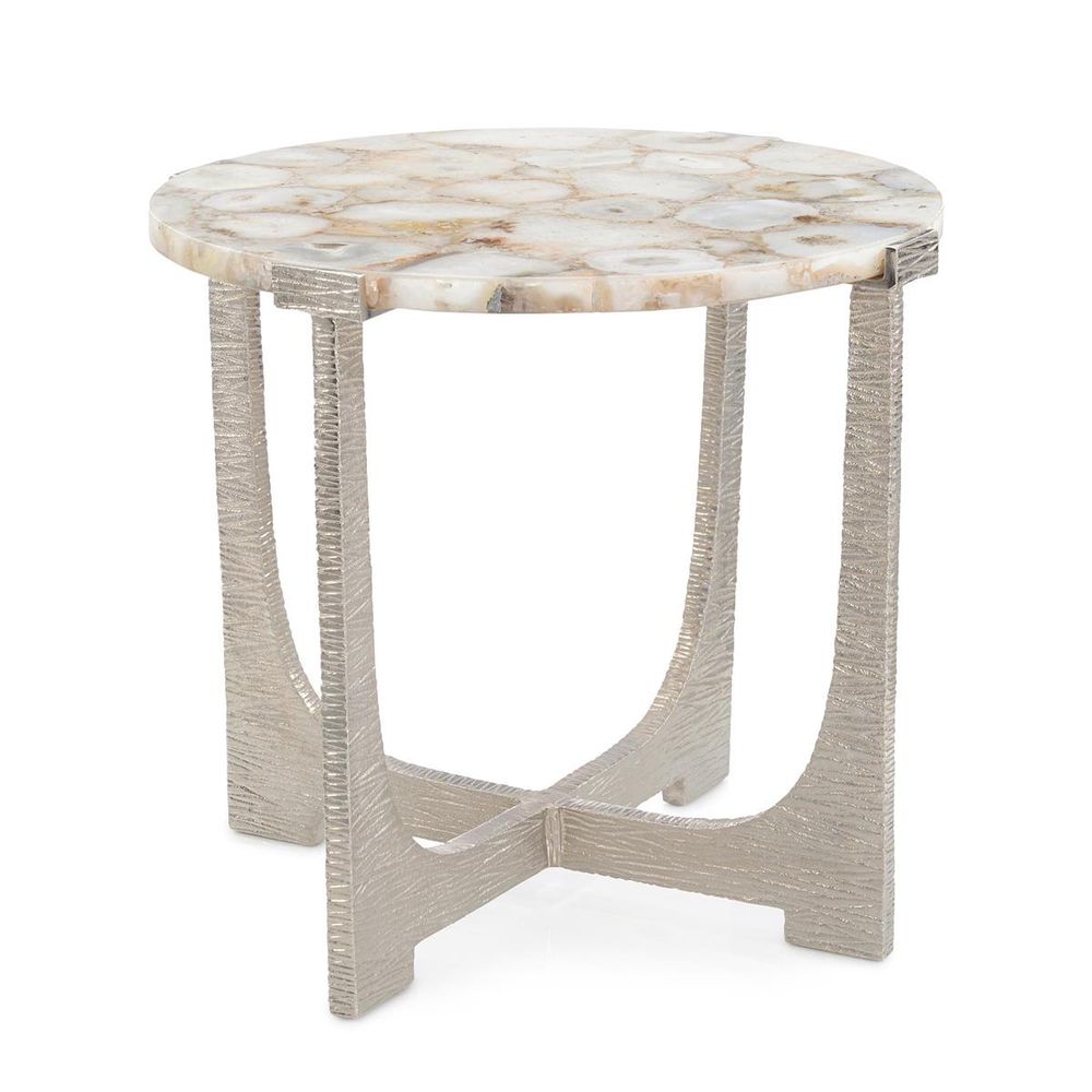 Side Tables Unity Round Agate End Table, Nickel