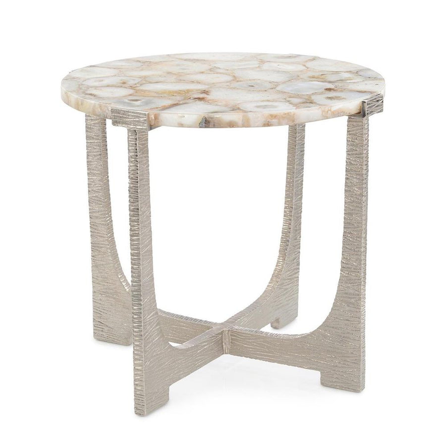 Side Tables Unity Round Agate End Table, Nickel