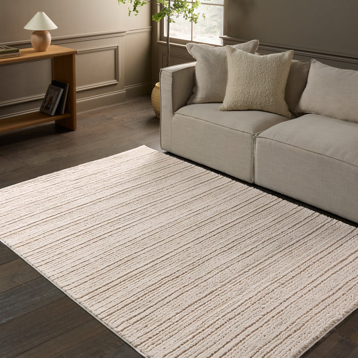 Vibe by Jaipur Living Khoda Striped Ivory/ Beige Area Rug (8'6"x11'6")