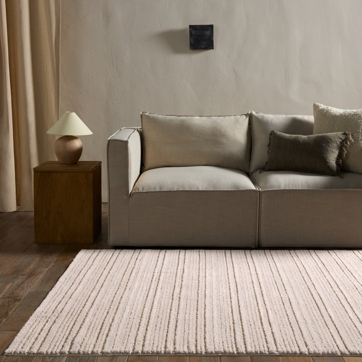 Vibe by Jaipur Living Khoda Striped Ivory/ Beige Area Rug (7'6"x9'6")