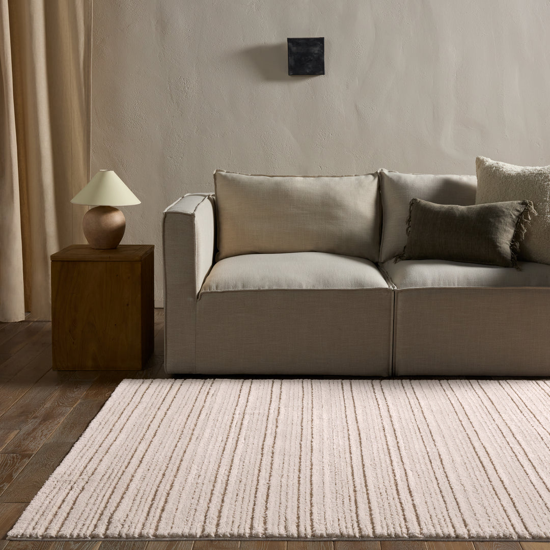 Vibe by Jaipur Living Khoda Striped Ivory/ Beige Area Rug (9'6"x13'6")