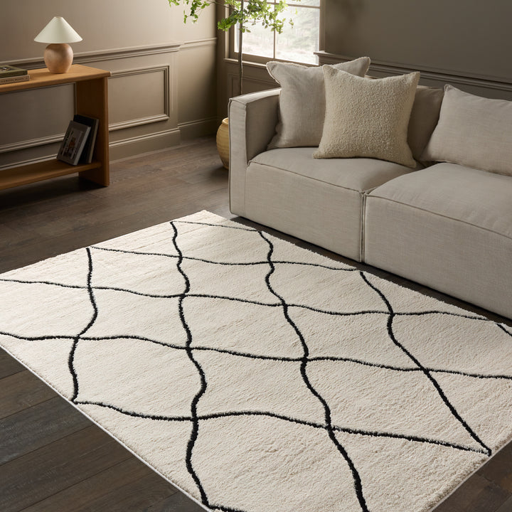 Vibe by Jaipur Living Treble Trellis Ivory/Black Area Rug (7'6"x9'6")