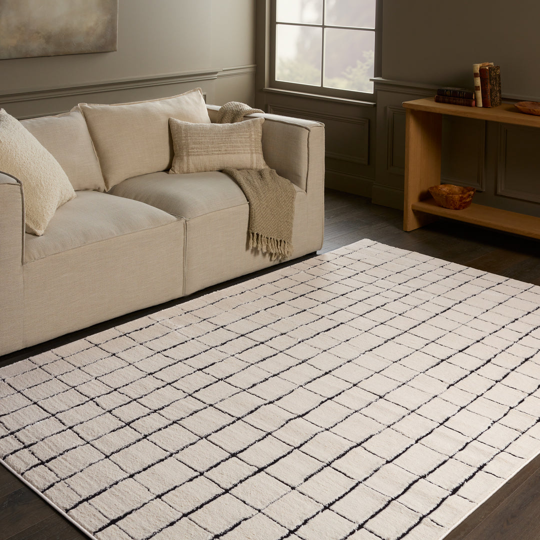 Vibe by Jaipur Living Align Striped Ivory/Black Area Rug (6'3"x9'6")