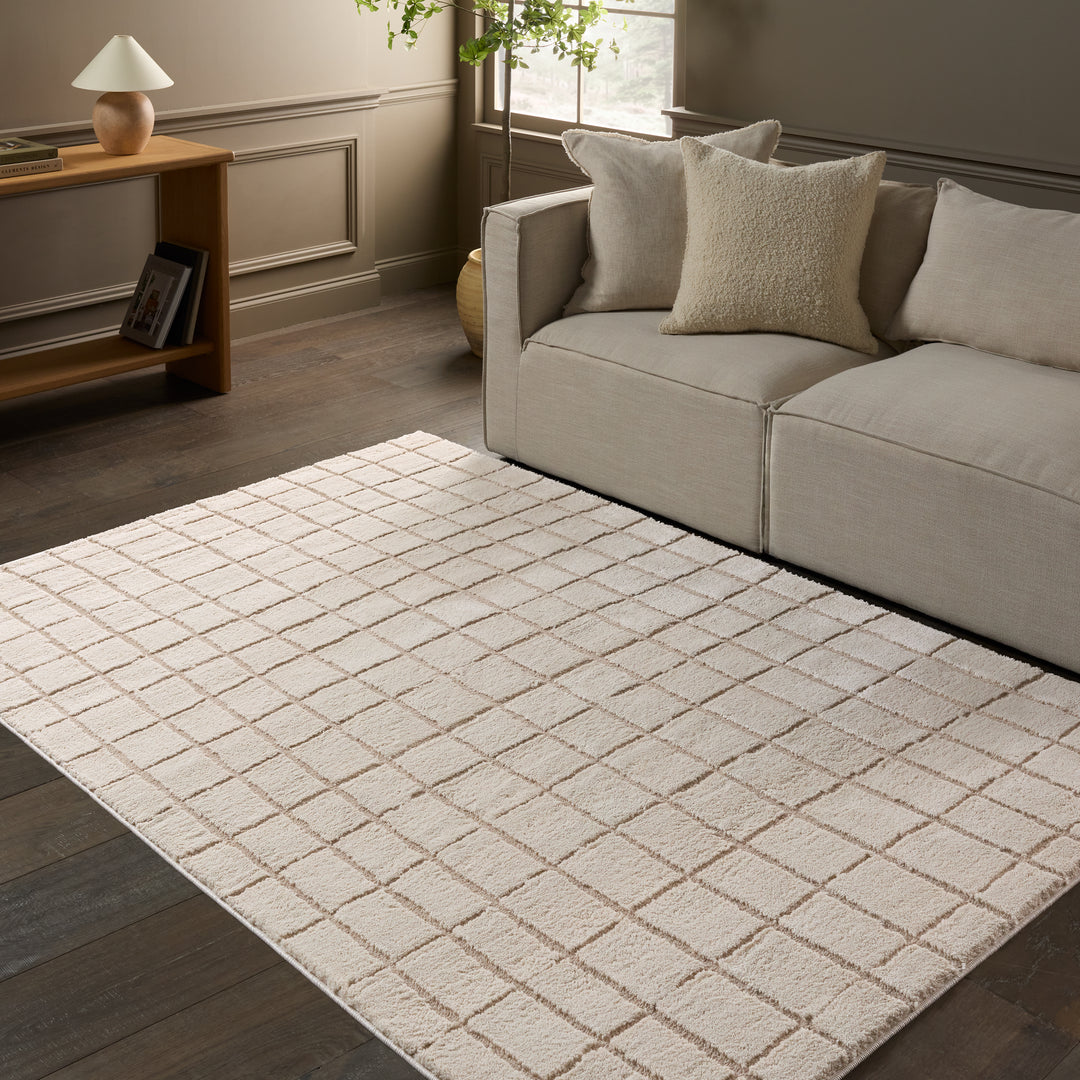 Vibe by Jaipur Living Anton Striped White/Tan Area Rug (9'6"x13'6")