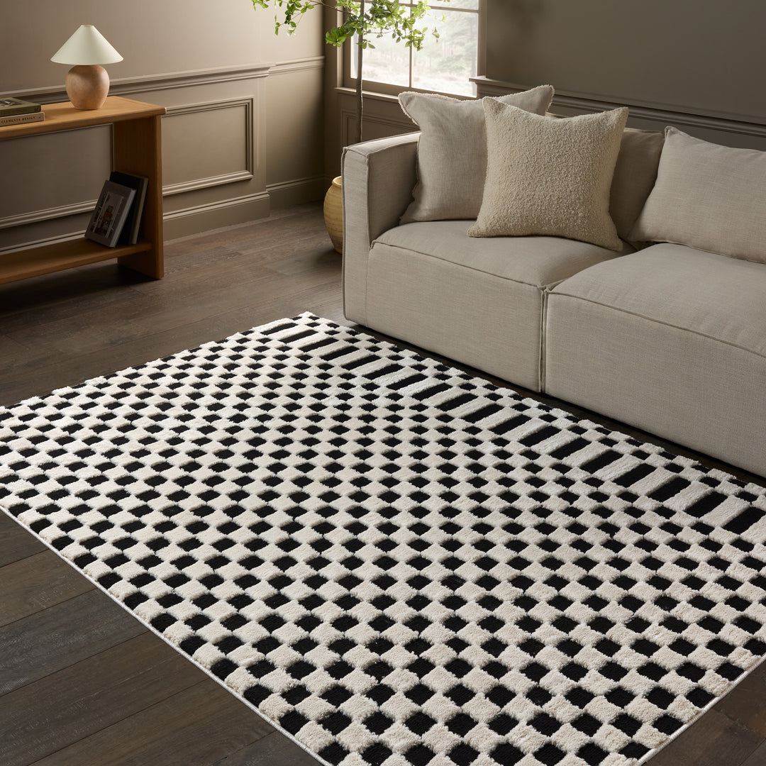 Vibe by Jaipur Living Casa Geometric White/Black Area Rug (7'6"x9'6")