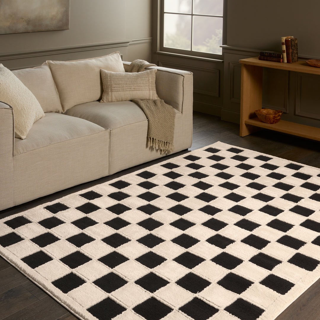 Vibe by Jaipur Living Nicia Powerloomed White Geometric Area Rug (5'x7')