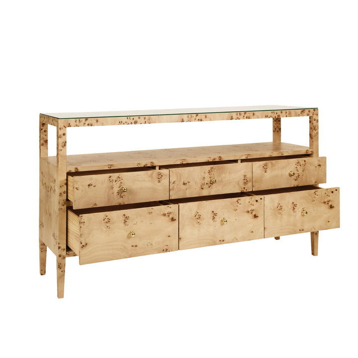 Jordan Six Drawer Console With Open Shelf