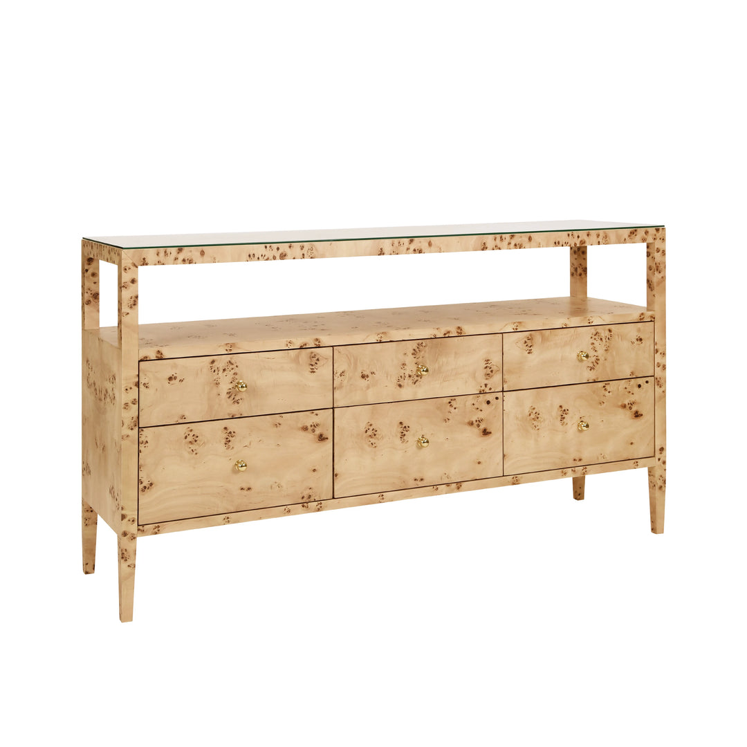Jordan Six Drawer Console With Open Shelf