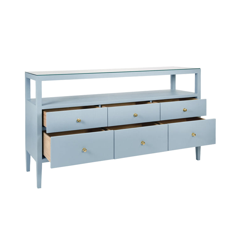Jordan Six Drawer Console With Open Shelf