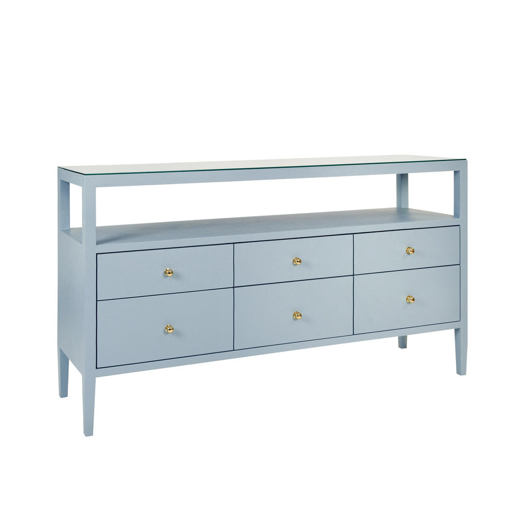 Jordan Six Drawer Console With Open Shelf
