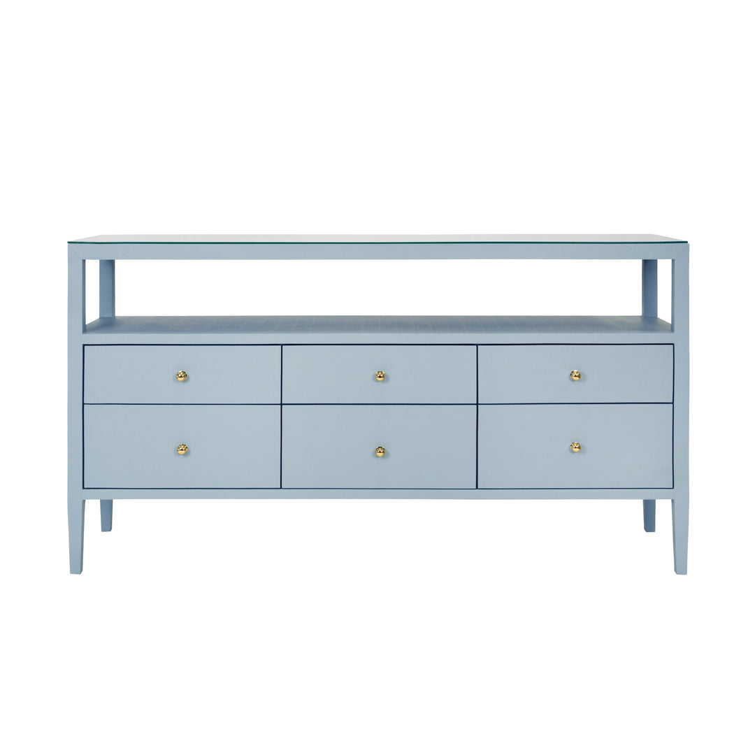 Jordan Six Drawer Console With Open Shelf