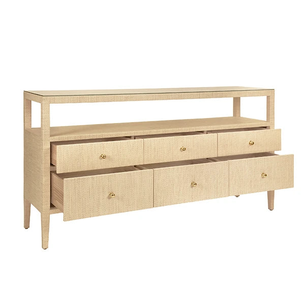 Jordan Six Drawer Console With Open Shelf