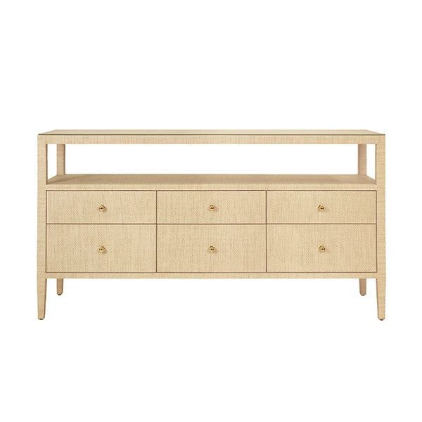 Jordan Six Drawer Console With Open Shelf