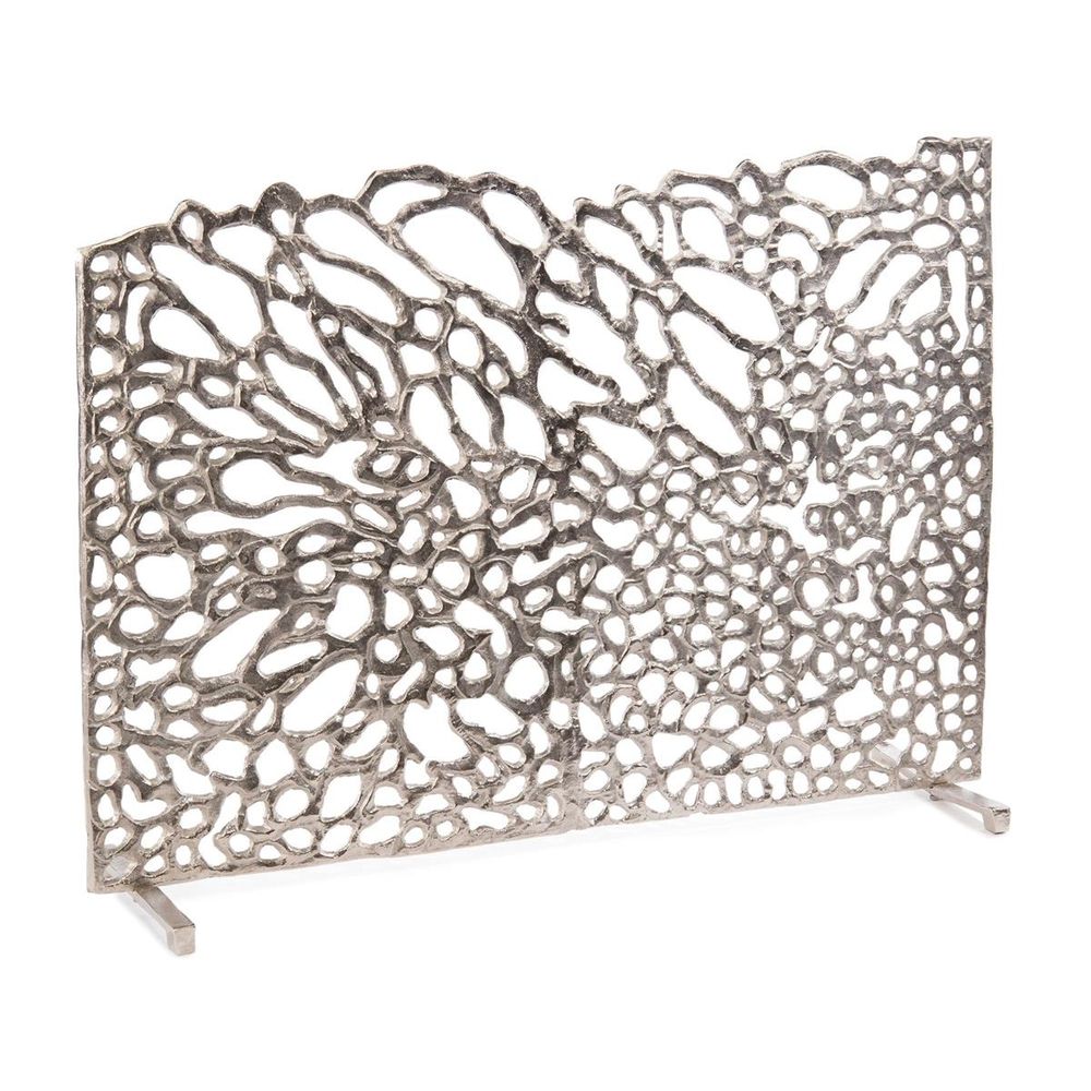 Fireplace Accessories Organic Fire Screen In Nickel - Silver