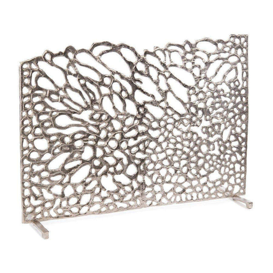 Fireplace Accessories Organic Fire Screen In Nickel - Silver