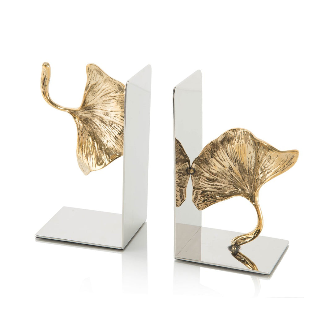 Luxurious Leaf Bookends - Gold