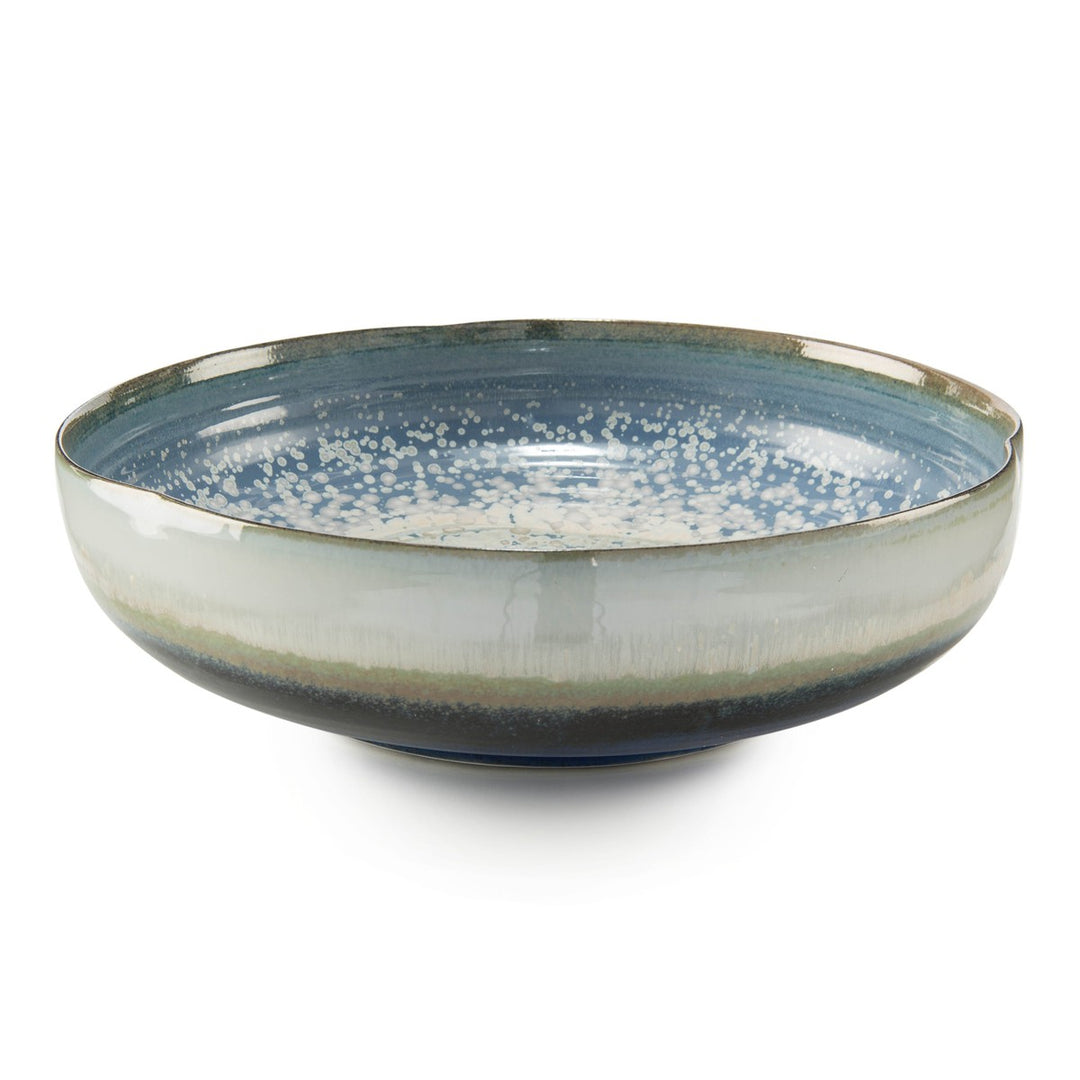 Alden Blue And Cream Shallow Bowl - Blue - Porcelain